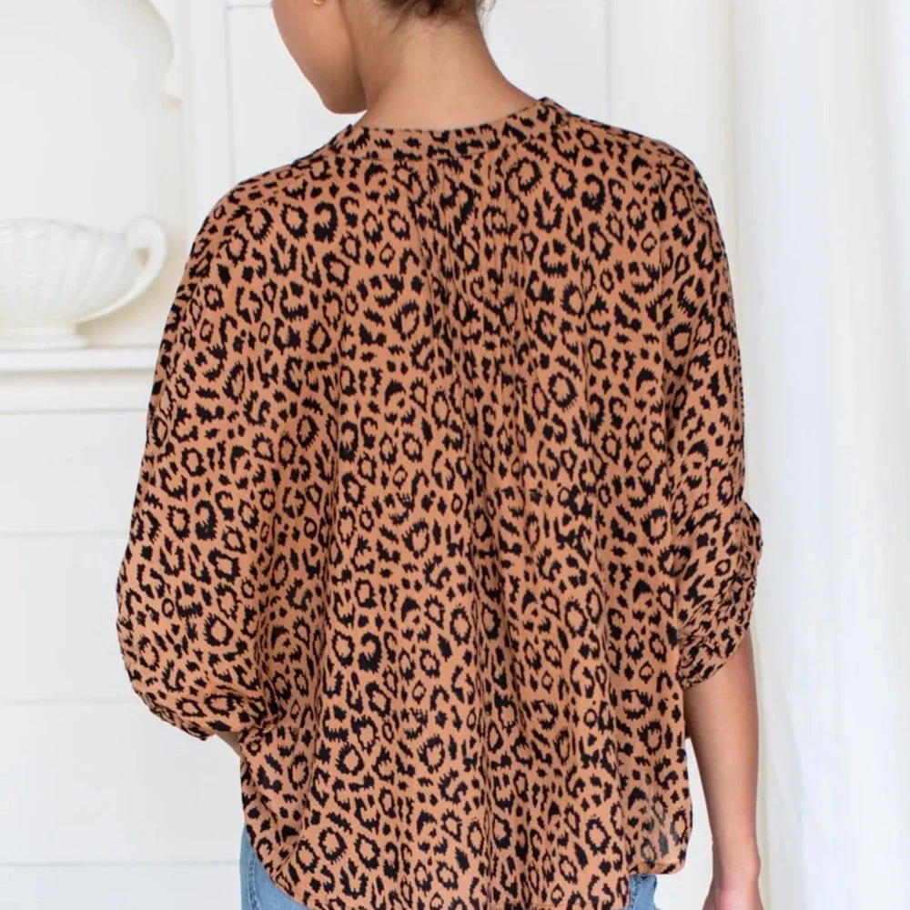 Emerson Fry Mandarin Collar Top in Vintage Leopard - Picture 4 of 7
